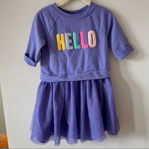 Old Navy Sweatshirt Tulle Dress “Hello” 3T